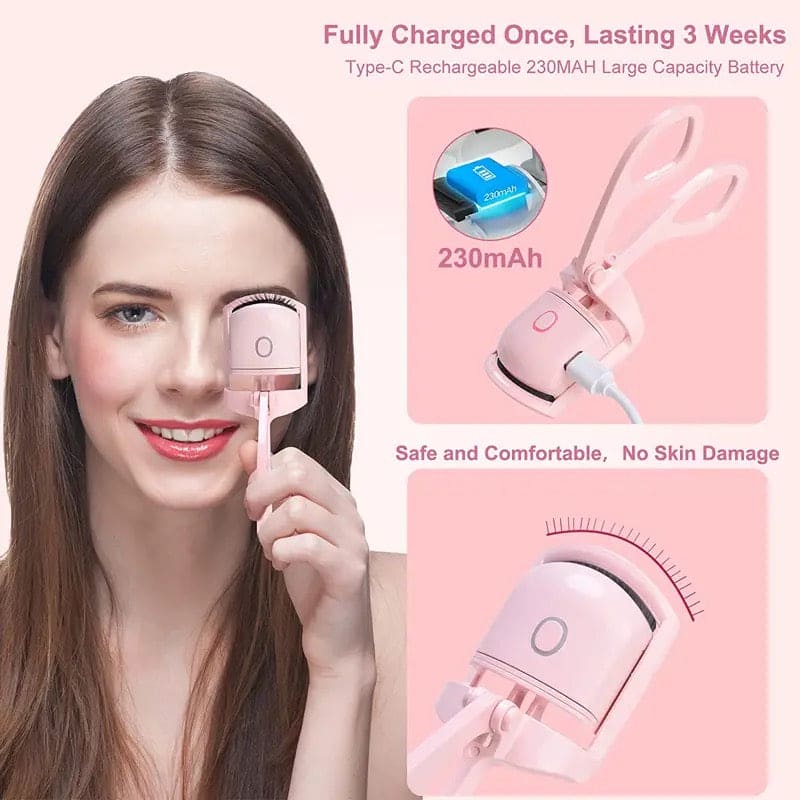 Electric Eyelash Curler, Quick Heated Eyelashes Curler, Rechargeable Long Lasting Curling Tool, Portable Electric Heated Comb, Thermal Eyelash Curler Makeup Tools, Natural Lashes Handheld Eyelash Heated Curler